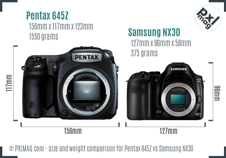 Pentax 645Z vs Samsung NX30 size comparison