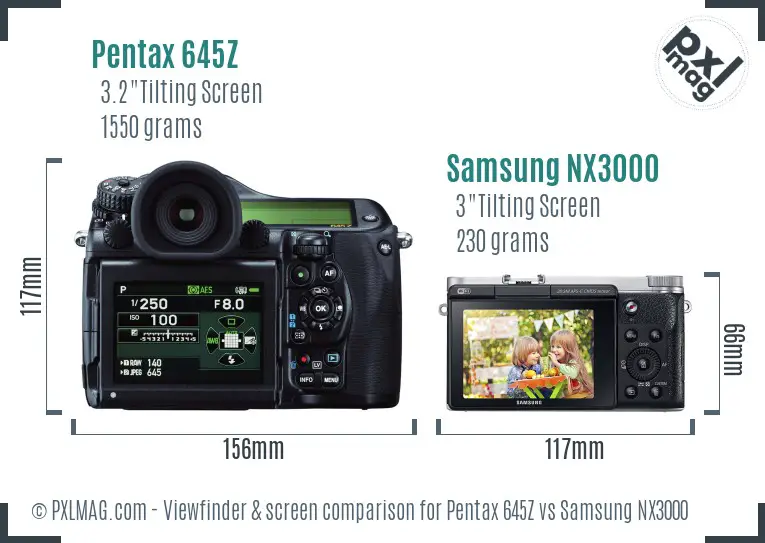 Pentax 645Z vs Samsung NX3000 Screen and Viewfinder comparison