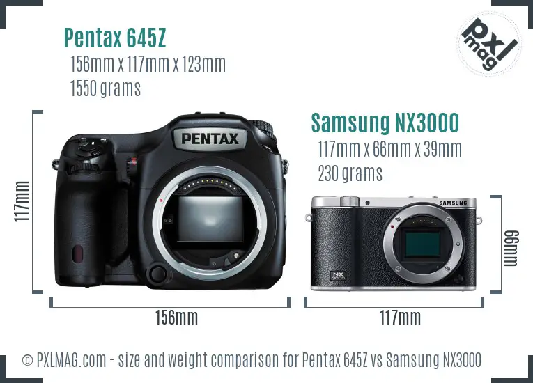 Pentax 645Z vs Samsung NX3000 size comparison