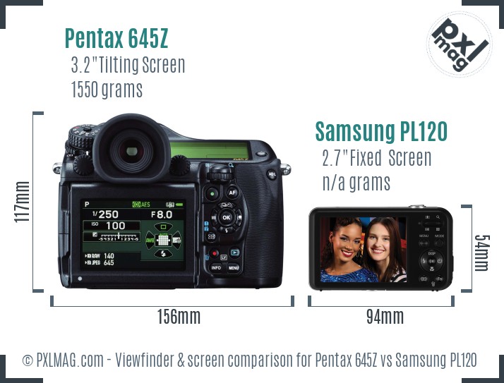 Pentax 645Z vs Samsung PL120 Screen and Viewfinder comparison