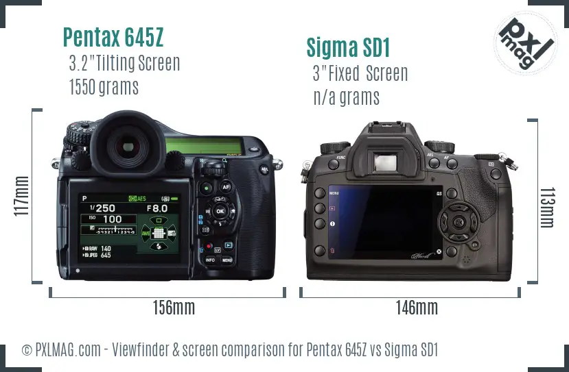 Pentax 645Z vs Sigma SD1 Screen and Viewfinder comparison
