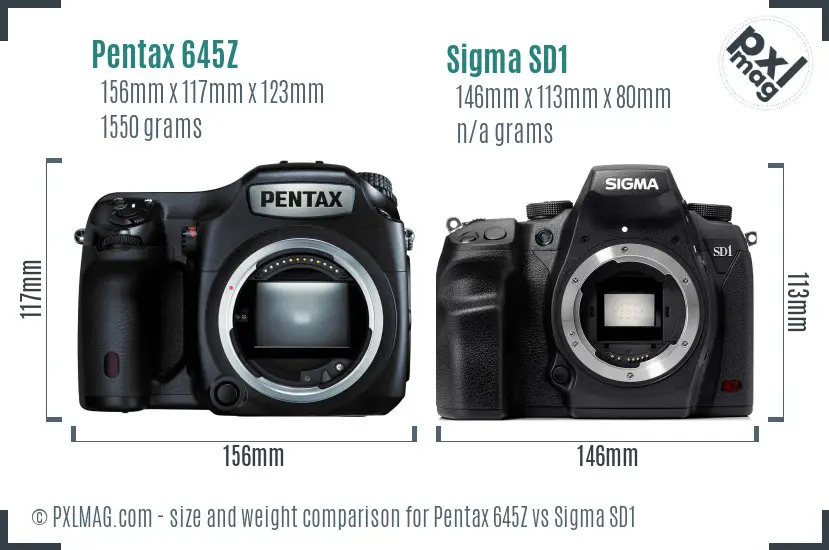 Pentax 645Z vs Sigma SD1 size comparison