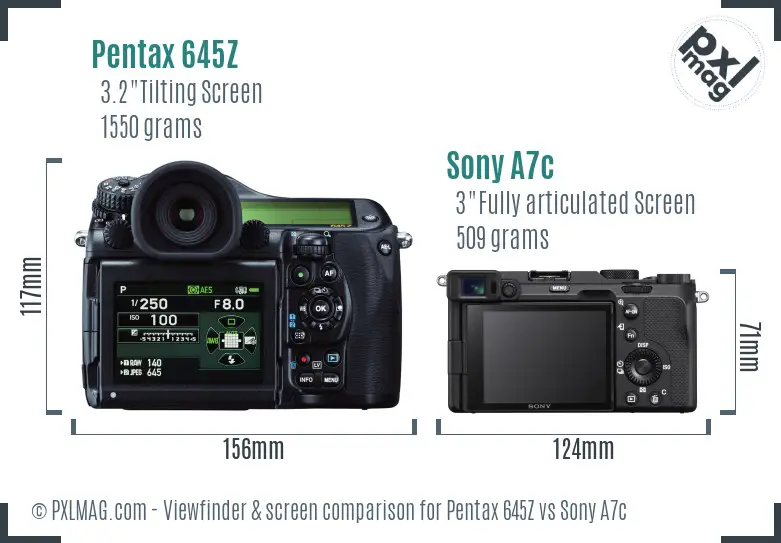 Pentax 645Z vs Sony A7c Screen and Viewfinder comparison