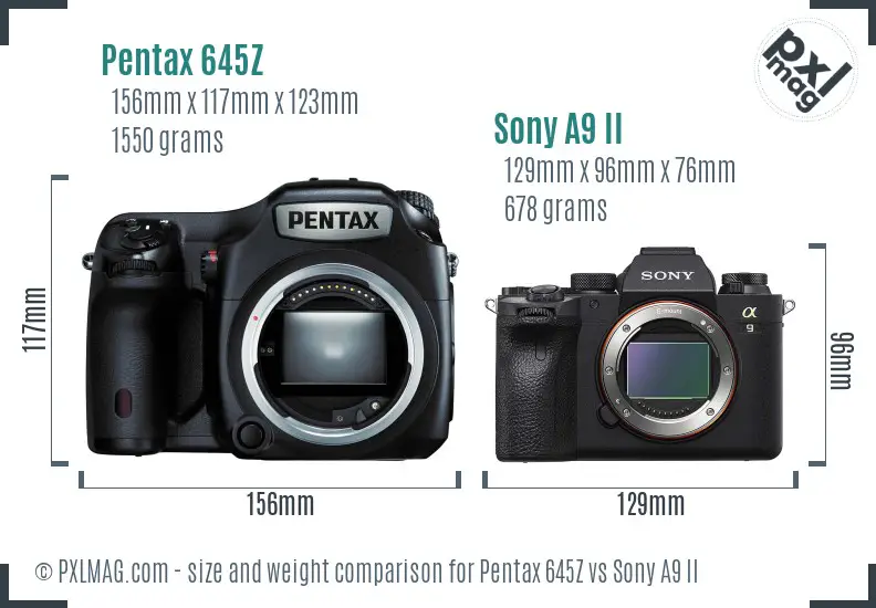 Pentax 645Z vs Sony A9 II size comparison