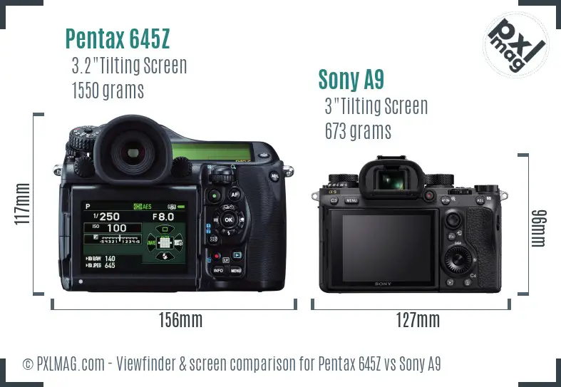 Pentax 645Z vs Sony A9 Screen and Viewfinder comparison Pentax 645Z vs Sony A9 Screen and Viewfinder comparison