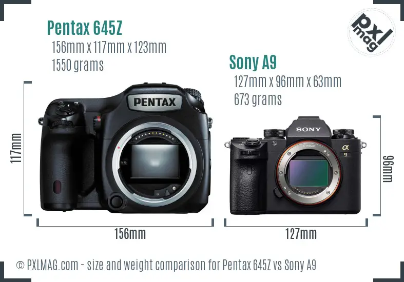 Pentax 645Z vs Sony A9 size comparison Pentax 645Z vs Sony A9 size comparison