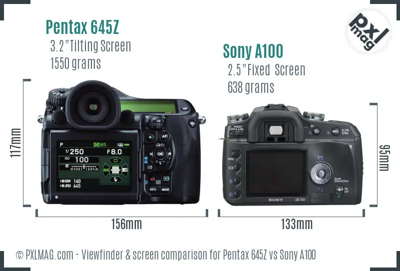 Pentax 645Z vs Sony A100 Screen and Viewfinder comparison