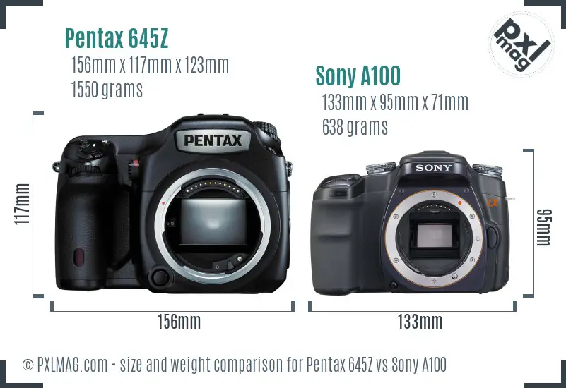 Pentax 645Z vs Sony A100 size comparison