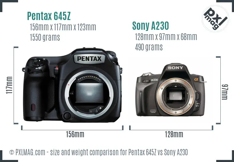 Pentax 645Z vs Sony A230 size comparison