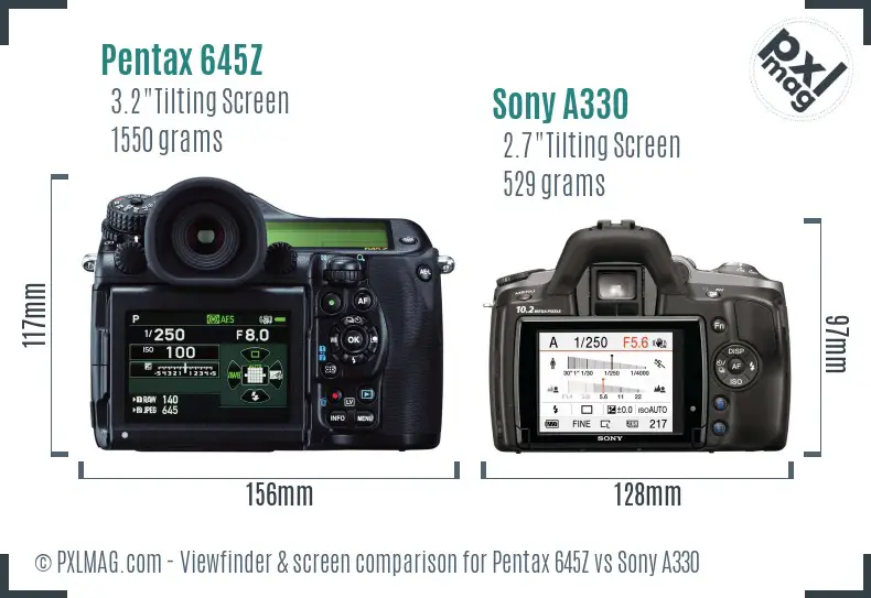 Pentax 645Z vs Sony A330 Screen and Viewfinder comparison