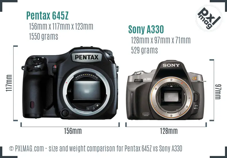 Pentax 645Z vs Sony A330 size comparison