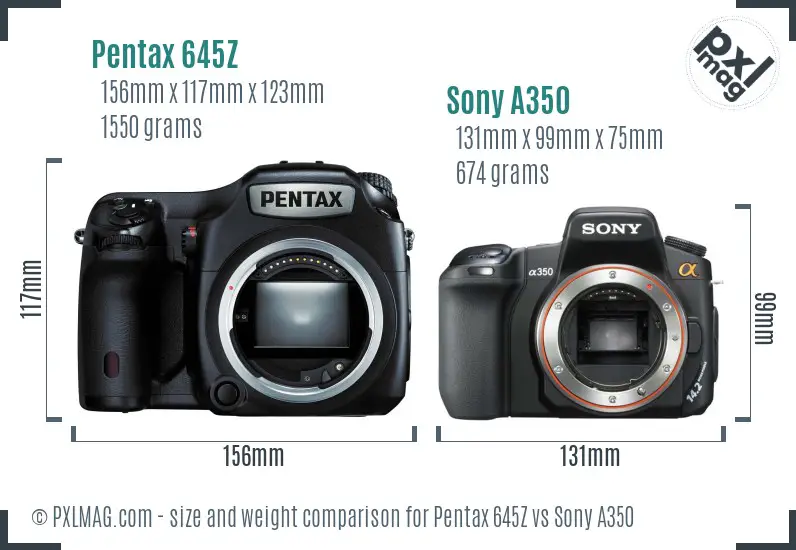 Pentax 645Z vs Sony A350 size comparison