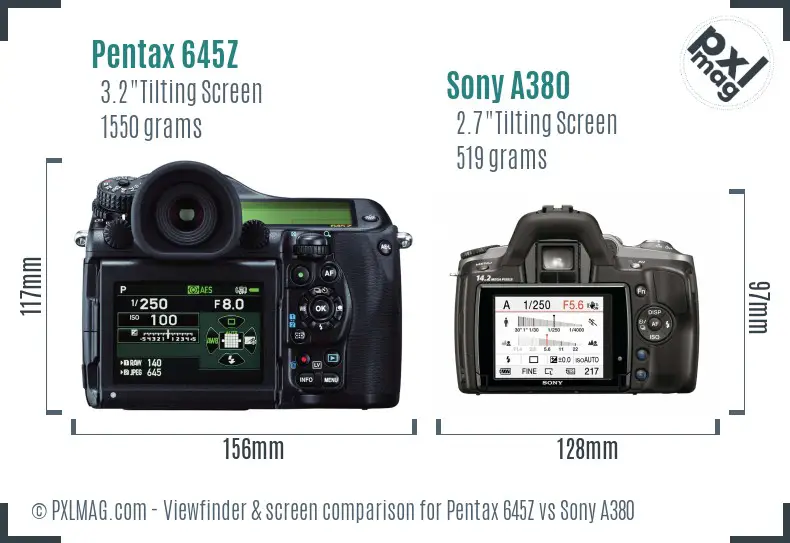 Pentax 645Z vs Sony A380 Screen and Viewfinder comparison