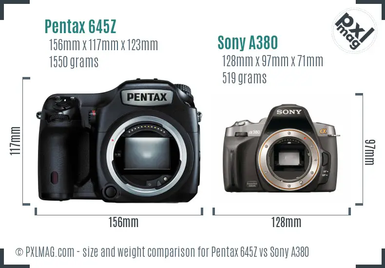 Pentax 645Z vs Sony A380 size comparison