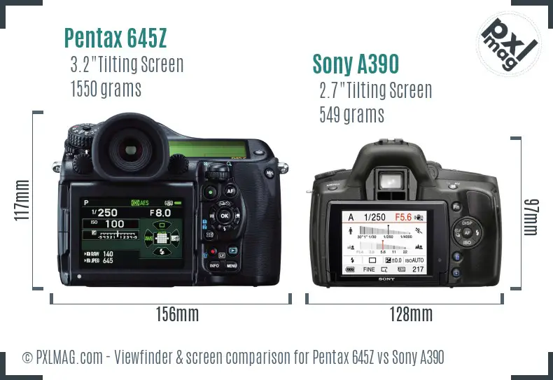 Pentax 645Z vs Sony A390 Screen and Viewfinder comparison Pentax 645Z vs Sony A390 Screen and Viewfinder comparison