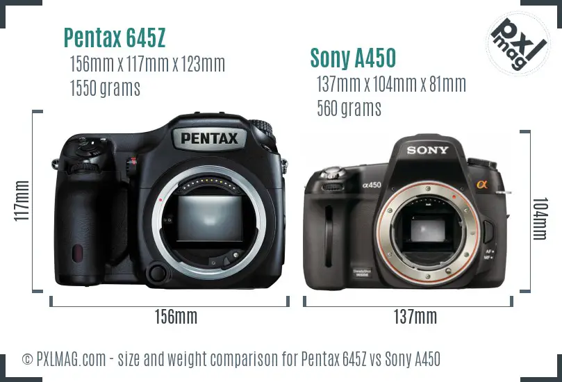 Pentax 645Z vs Sony A450 size comparison Pentax 645Z vs Sony A450 size comparison