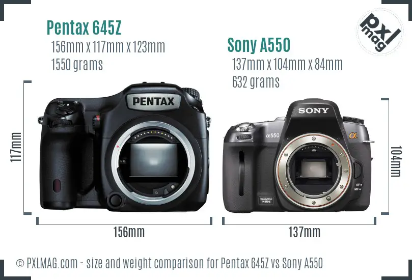 Pentax 645Z vs Sony A550 size comparison