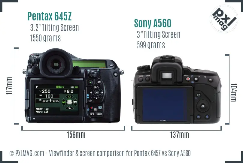 Pentax 645Z vs Sony A560 Screen and Viewfinder comparison