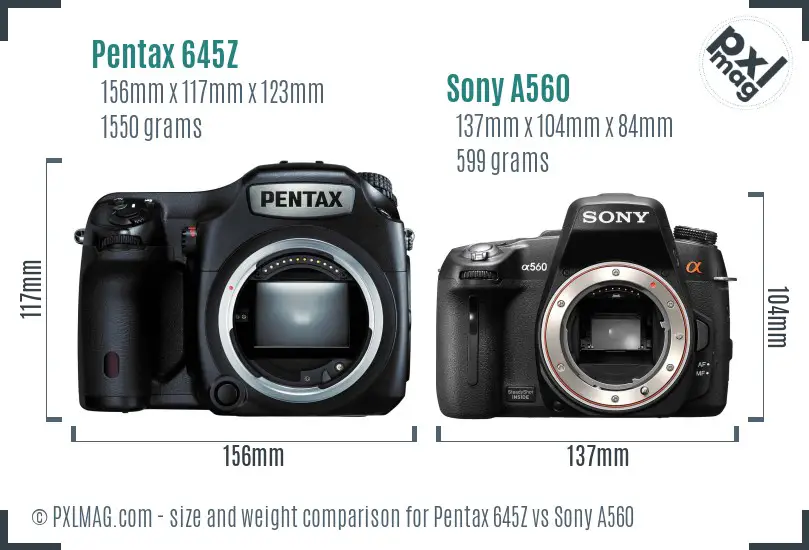 Pentax 645Z vs Sony A560 size comparison
