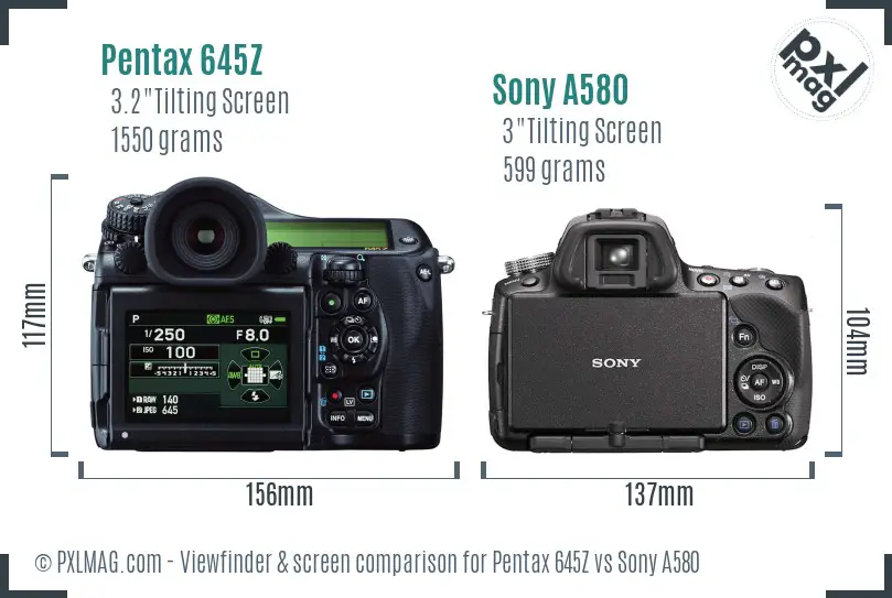 Pentax 645Z vs Sony A580 Screen and Viewfinder comparison