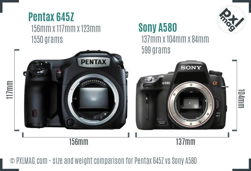 Pentax 645Z vs Sony A580 size comparison