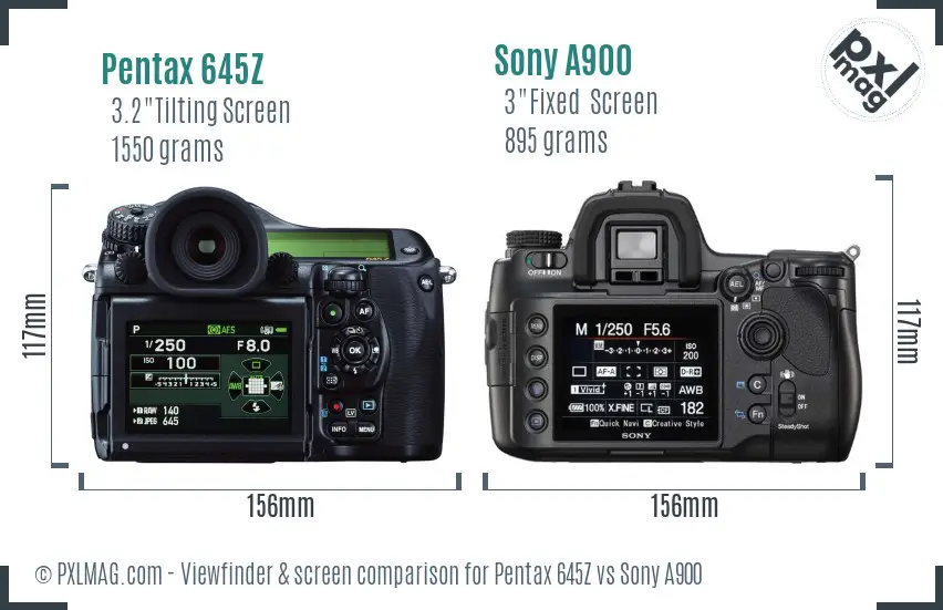 Pentax 645Z vs Sony A900 Screen and Viewfinder comparison