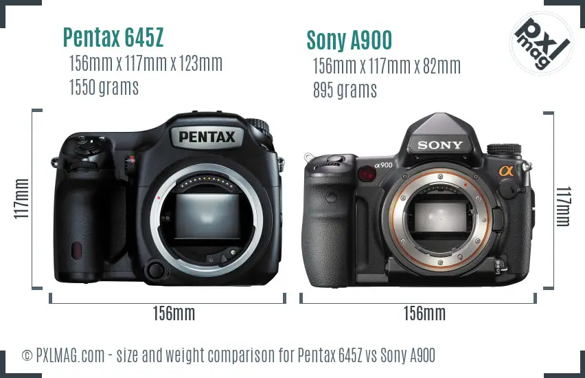 Pentax 645Z vs Sony A900 size comparison