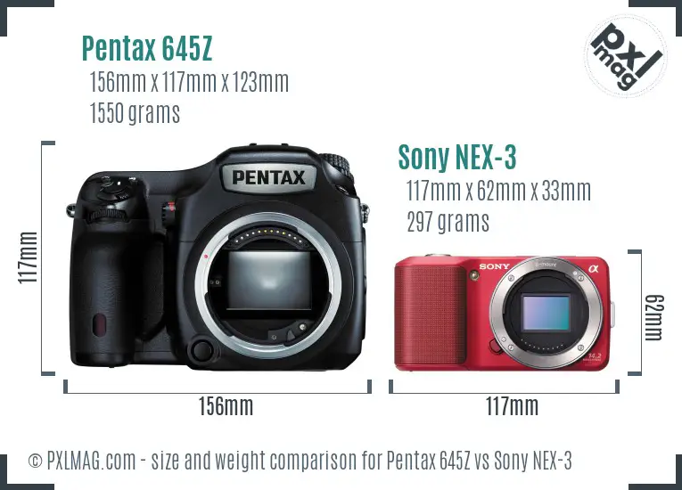 Pentax 645Z vs Sony NEX-3 size comparison