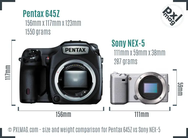 Pentax 645Z vs Sony NEX-5 size comparison