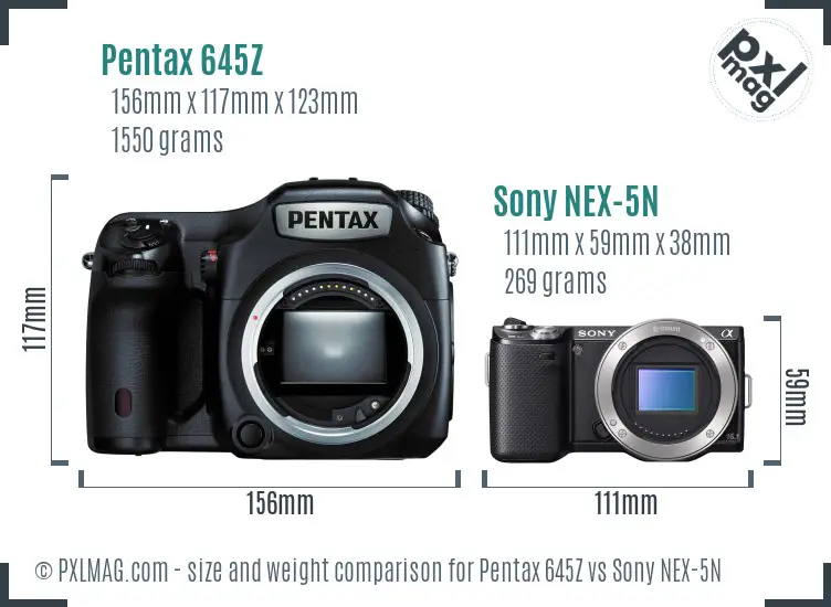 Pentax 645Z vs Sony NEX-5N size comparison