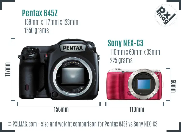 Pentax 645Z vs Sony NEX-C3 size comparison Pentax 645Z vs Sony NEX-C3 size comparison