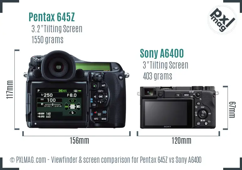 Pentax 645Z vs Sony A6400 Screen and Viewfinder comparison