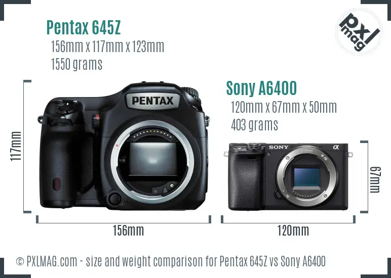 Pentax 645Z vs Sony A6400 size comparison