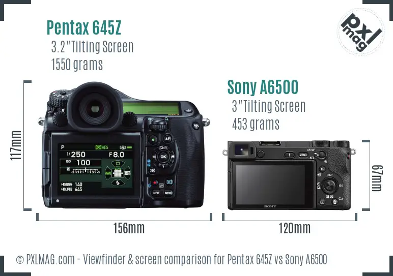 Pentax 645Z vs Sony A6500 Screen and Viewfinder comparison