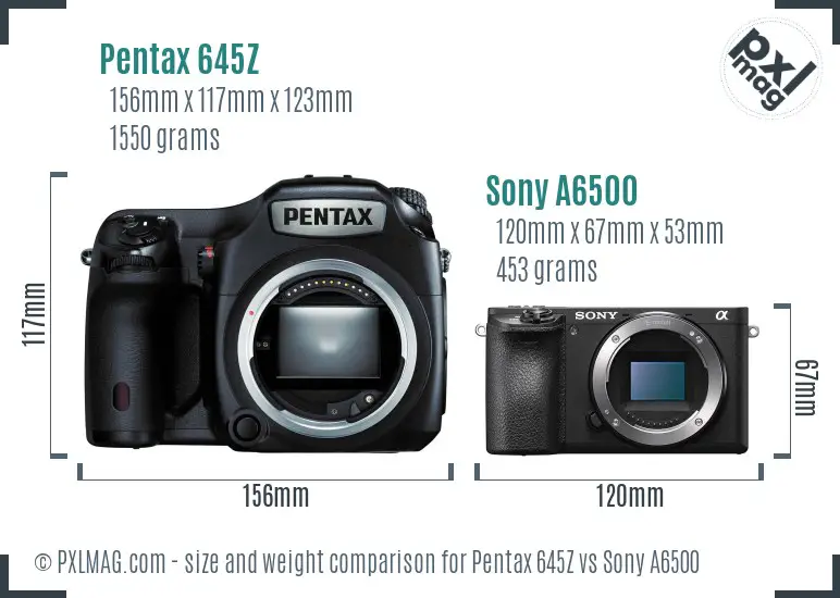Pentax 645Z vs Sony A6500 size comparison