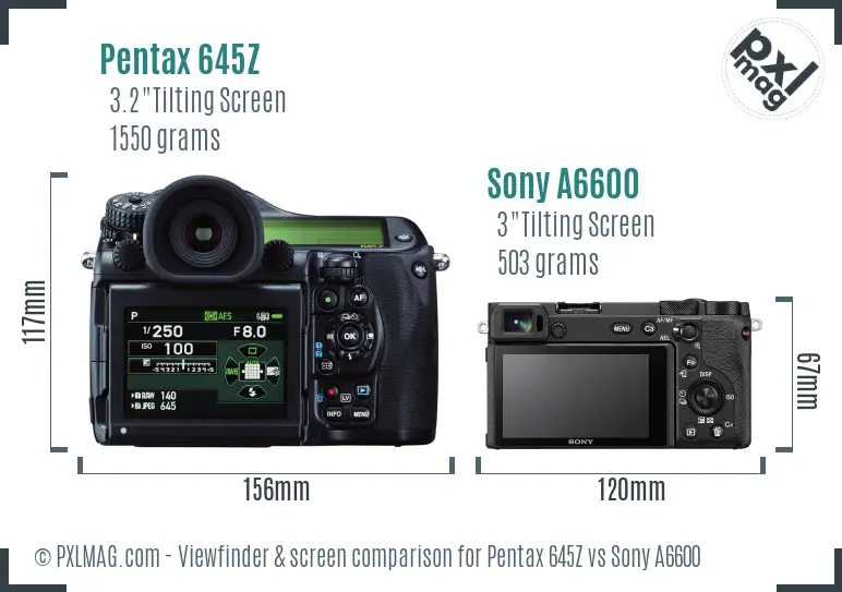 Pentax 645Z vs Sony A6600 Screen and Viewfinder comparison