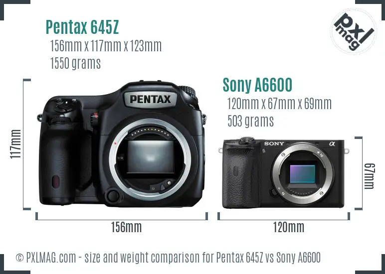 Pentax 645Z vs Sony A6600 size comparison