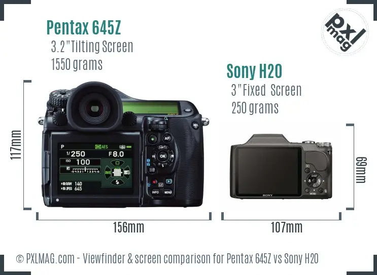 Pentax 645Z vs Sony H20 Screen and Viewfinder comparison