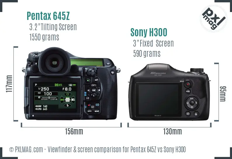 Pentax 645Z vs Sony H300 Screen and Viewfinder comparison