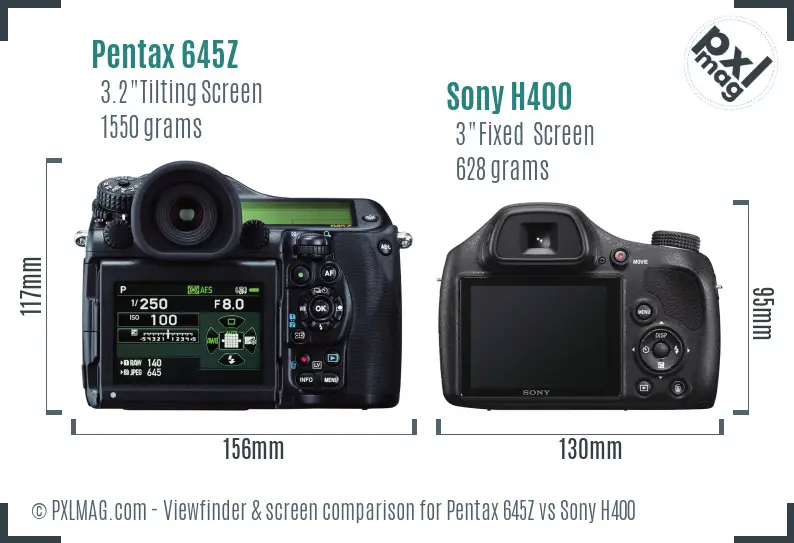 Pentax 645Z vs Sony H400 Screen and Viewfinder comparison