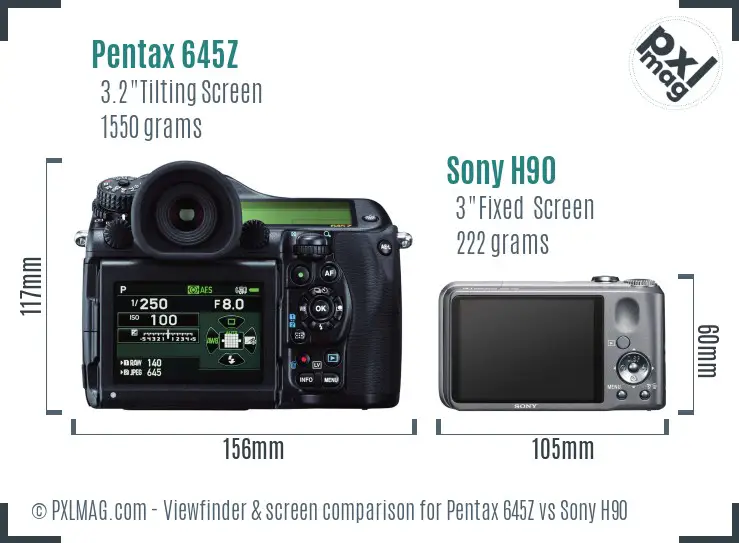 Pentax 645Z vs Sony H90 Screen and Viewfinder comparison