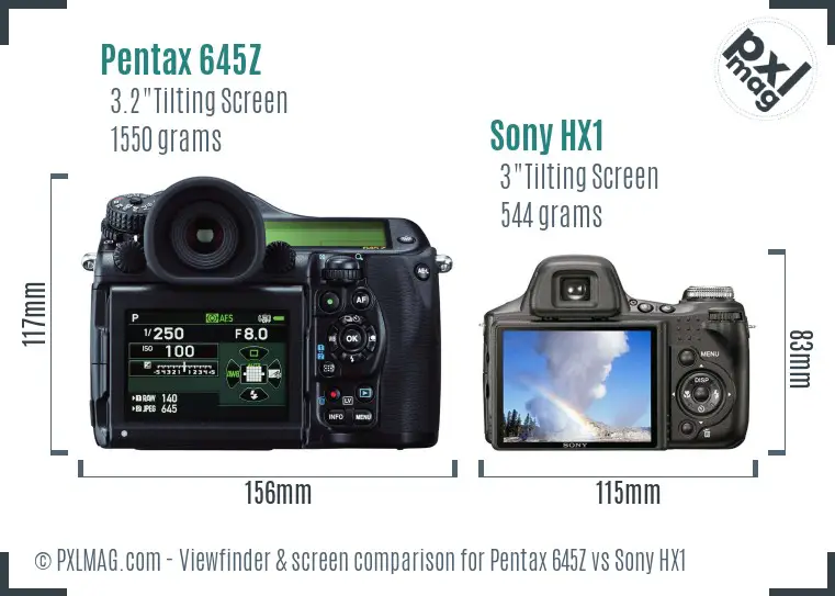 Pentax 645Z vs Sony HX1 Screen and Viewfinder comparison