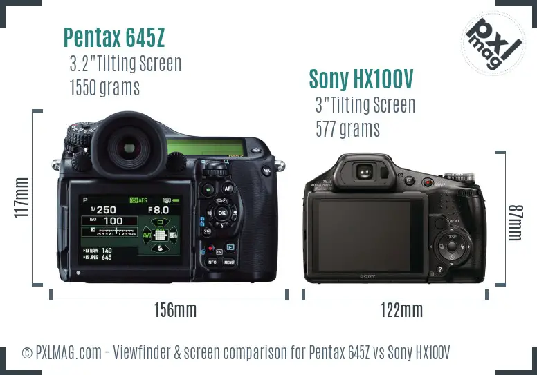 Pentax 645Z vs Sony HX100V Screen and Viewfinder comparison