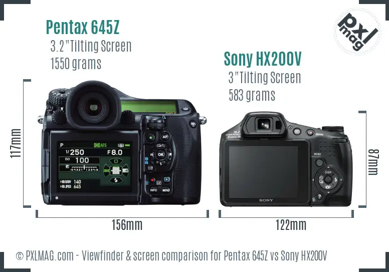 Pentax 645Z vs Sony HX200V Screen and Viewfinder comparison