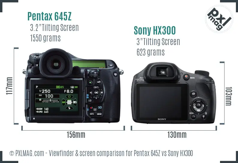 Pentax 645Z vs Sony HX300 Screen and Viewfinder comparison