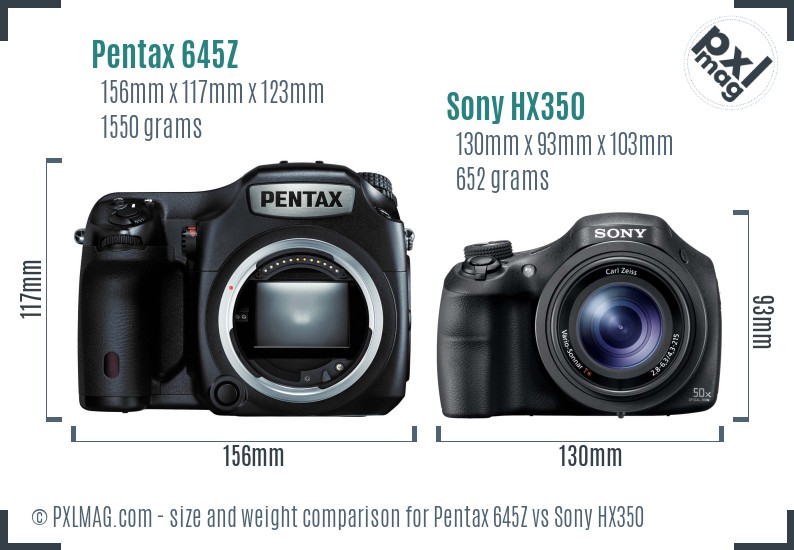Pentax 645Z vs Sony HX350 size comparison