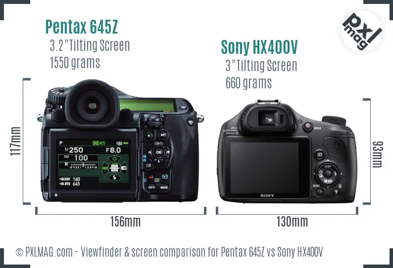 Pentax 645Z vs Sony HX400V Screen and Viewfinder comparison Pentax 645Z vs Sony HX400V Screen and Viewfinder comparison