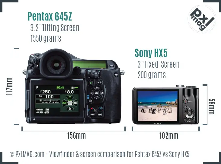 Pentax 645Z vs Sony HX5 Screen and Viewfinder comparison