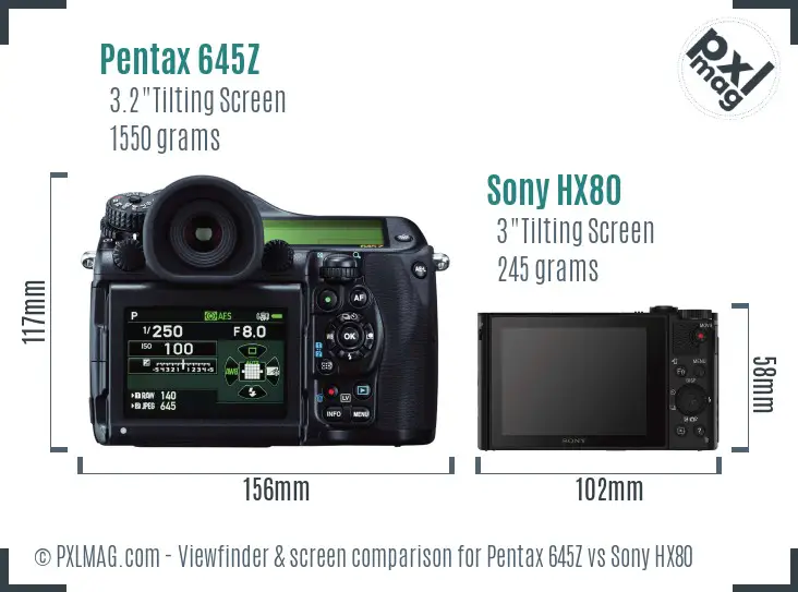 Pentax 645Z vs Sony HX80 Screen and Viewfinder comparison