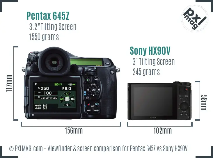 Pentax 645Z vs Sony HX90V Screen and Viewfinder comparison